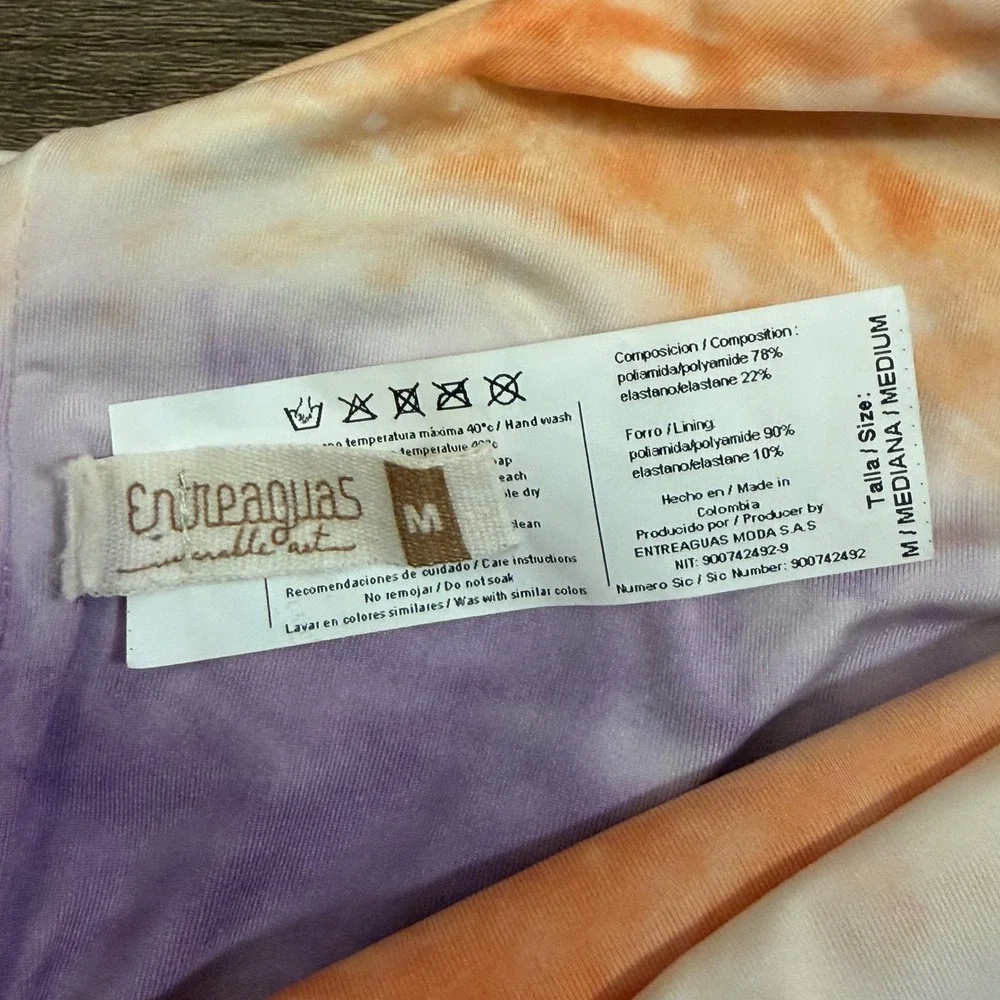 Entreaguas Tie Dye One Piece Swimsuit Purple Orange V-Neck Medium Colombia‎